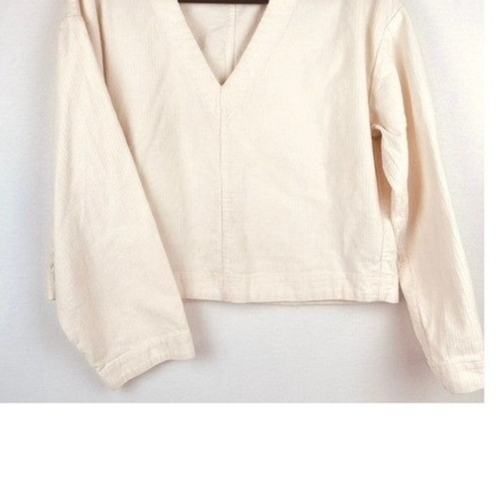 Madewell Top Off-White Corduroy V-Neck Cropped Women Size M N0214